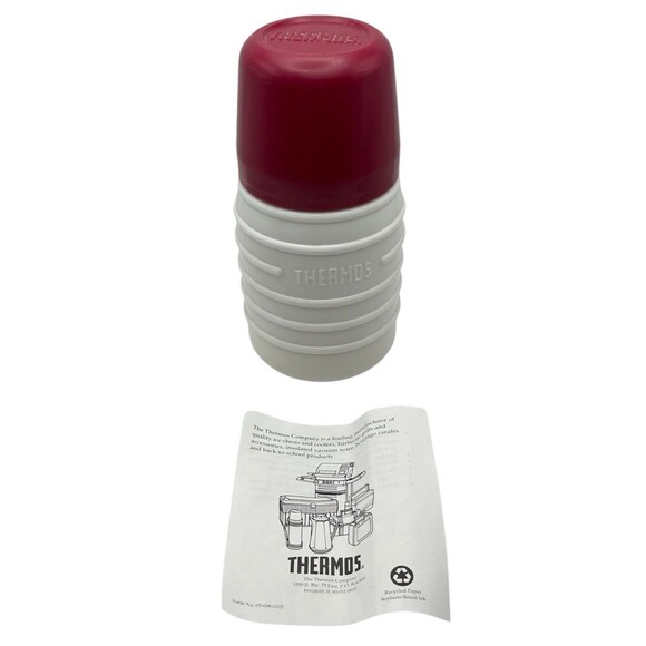 Vintage Thermos Lunch Box Size 6 1/2" Insulated Bottle Red Cap Model 3600 USA - Picture 1 of 8